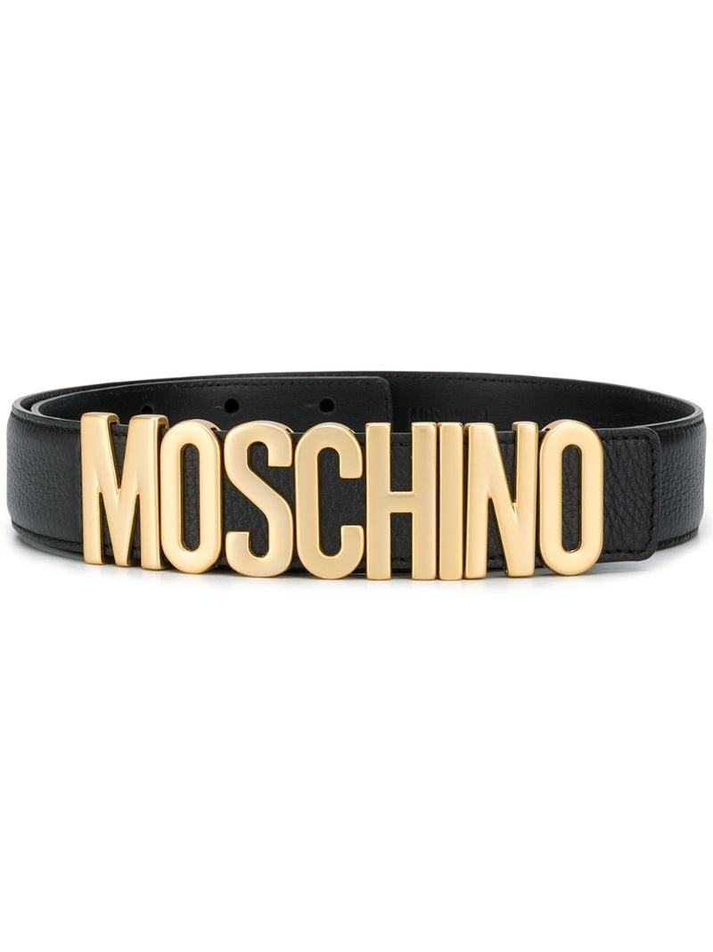 Black Logo Leather Belt