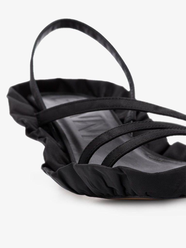 Black Ruffled Edge Sandals