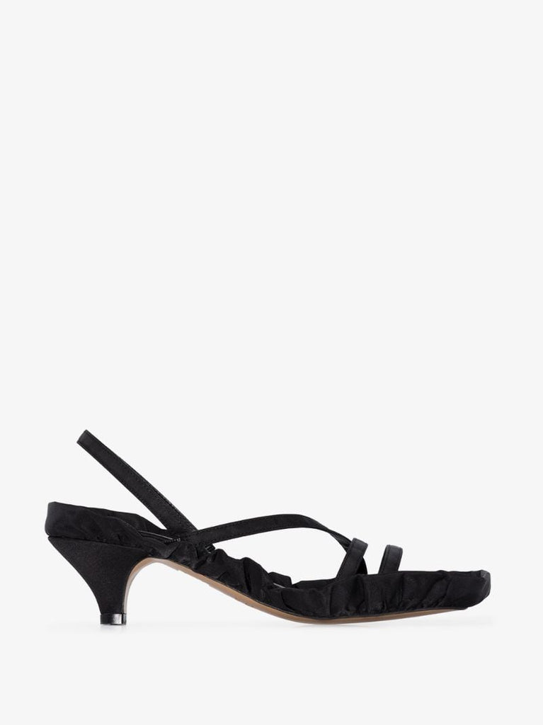 Black Ruffled Edge Sandals