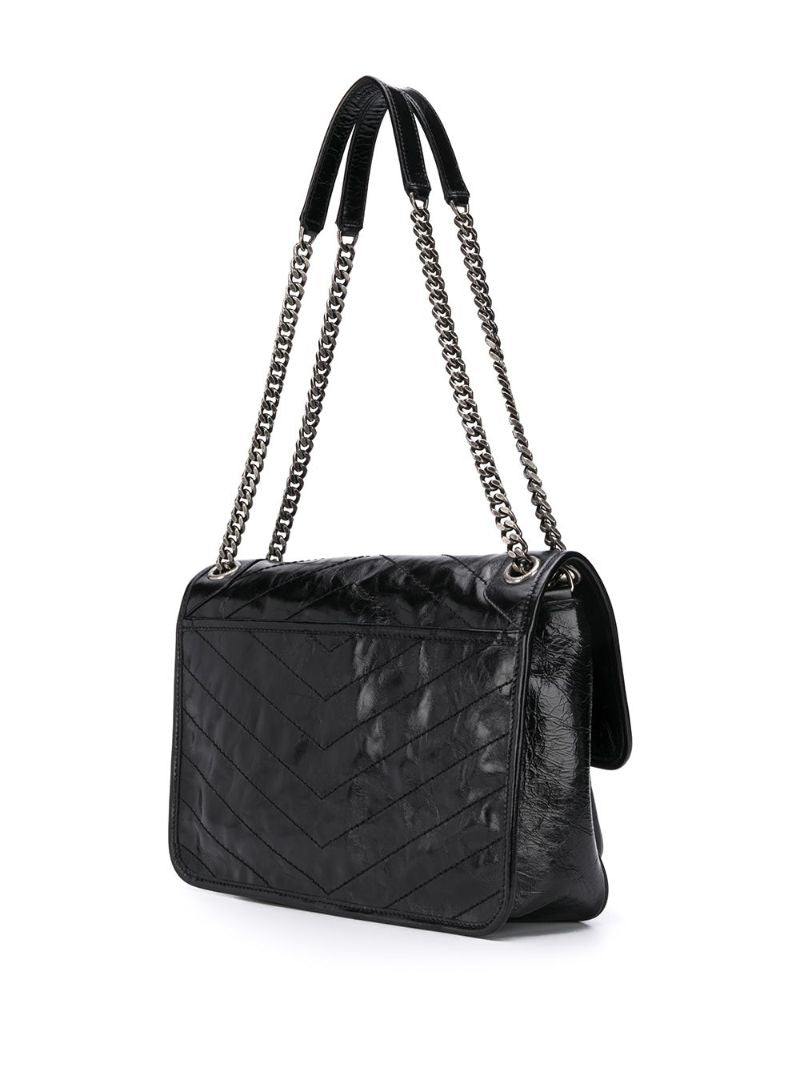 Black Niki Medium Leather Shoulder Bag