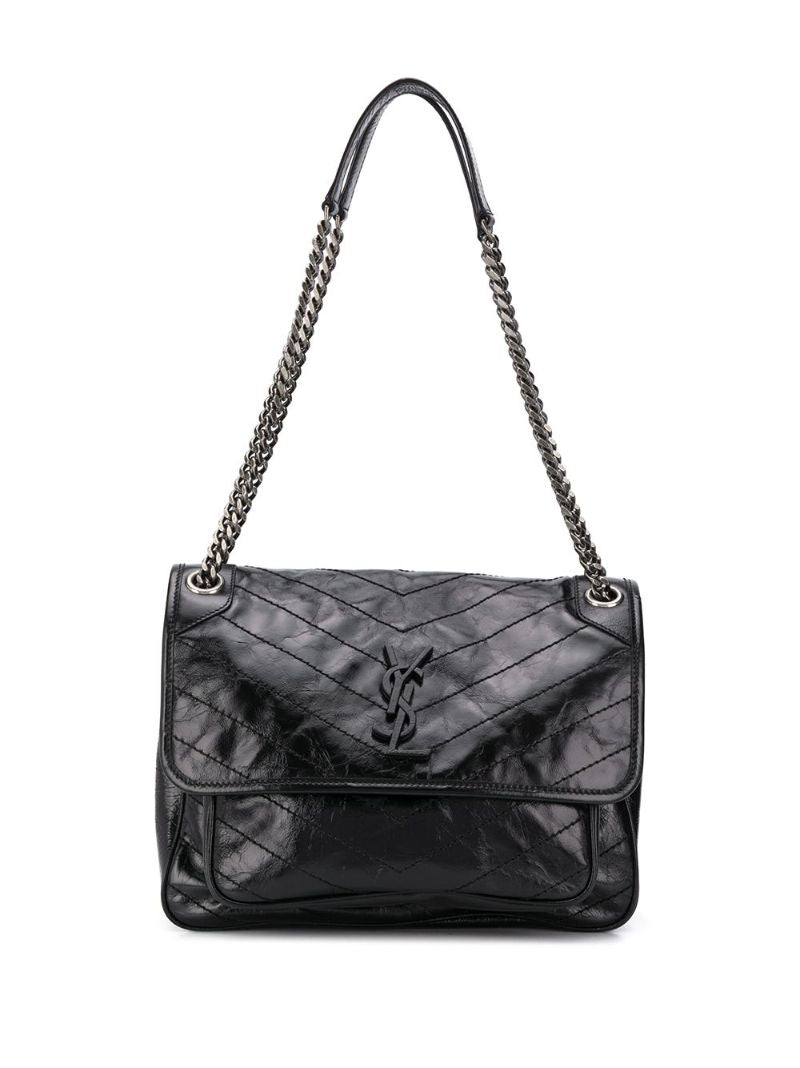 Black Niki Medium Leather Shoulder Bag