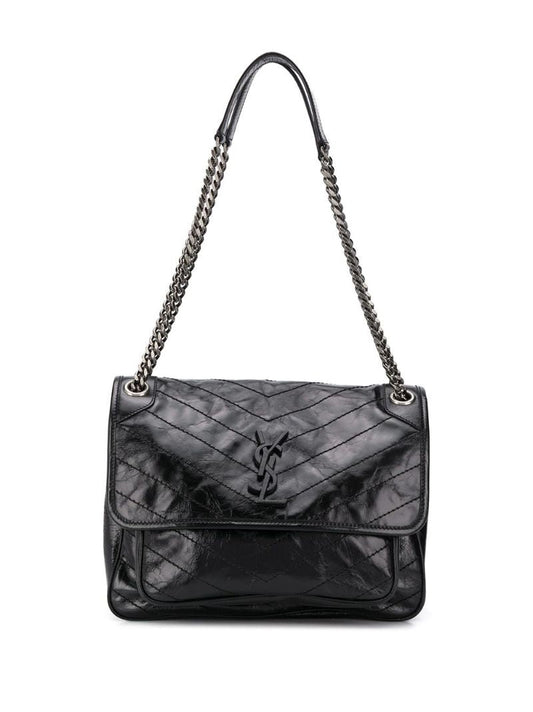 Black Niki Medium Leather Shoulder Bag