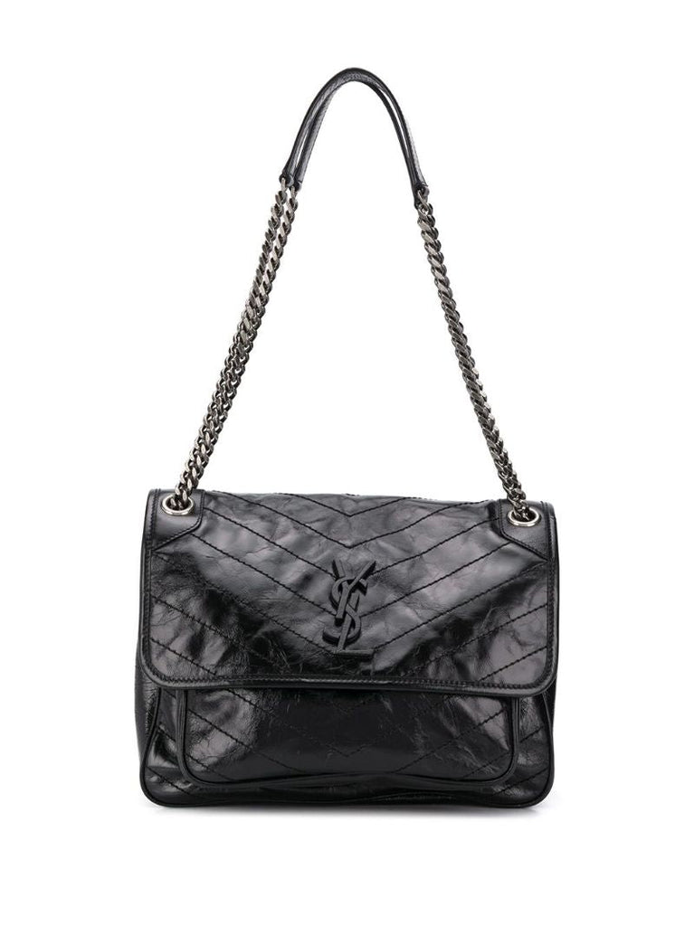 Black Niki Medium Leather Shoulder Bag