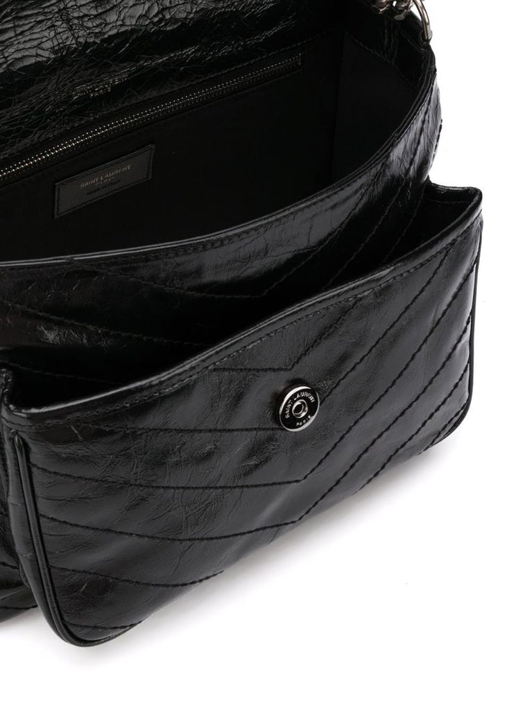 Black Niki Medium Leather Shoulder Bag