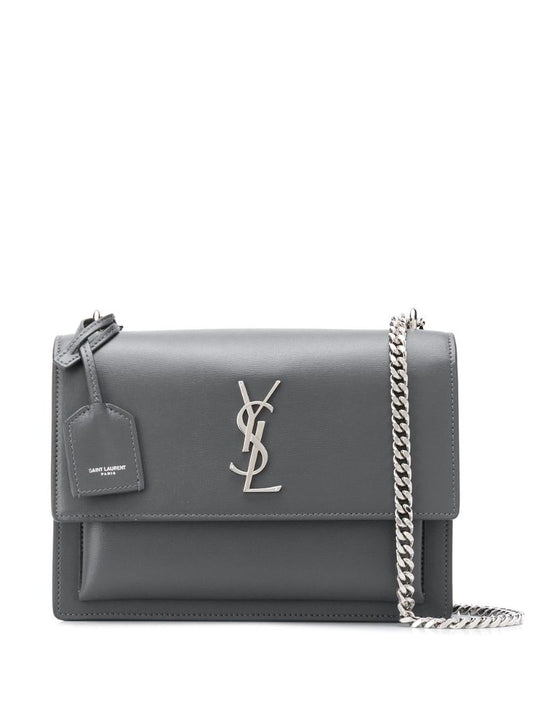 Grey Sunset Medium Leather Shoulder Bag