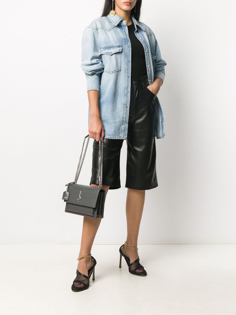 Grey Sunset Medium Leather Shoulder Bag
