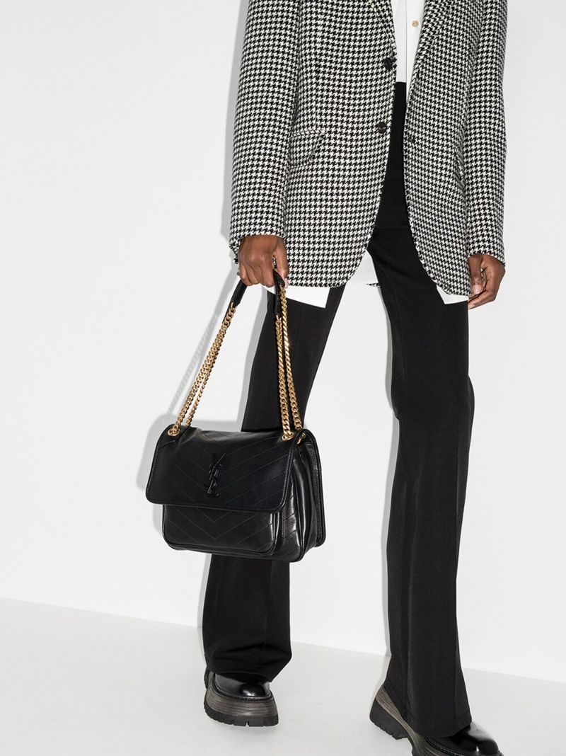 Black Niki Medium Leather Shoulder Bag