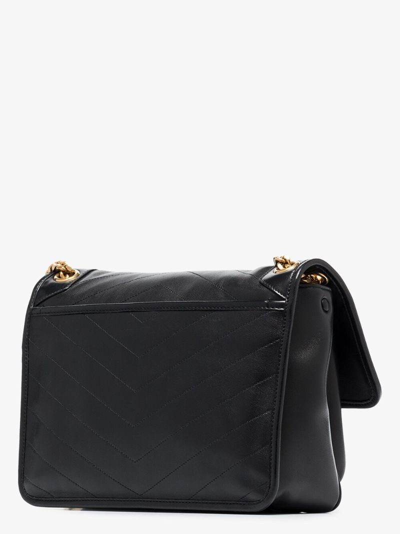 Black Niki Medium Leather Shoulder Bag