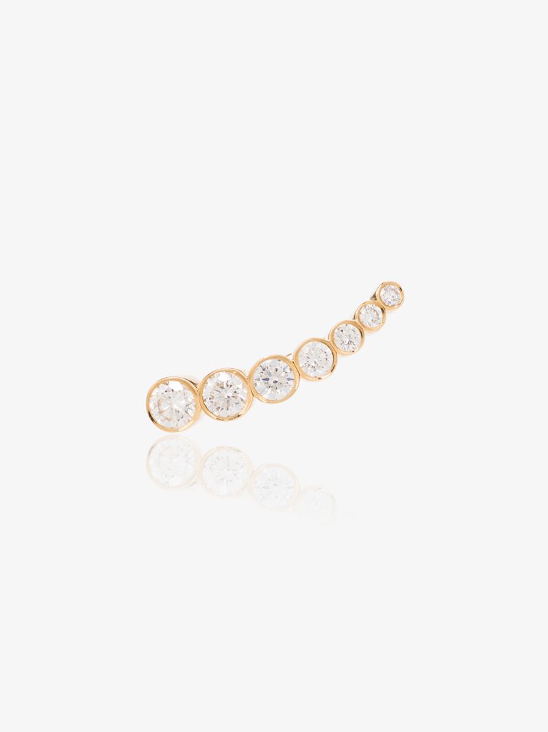18k Yellow Gold Petit Croissant De Lune Diamond Earring