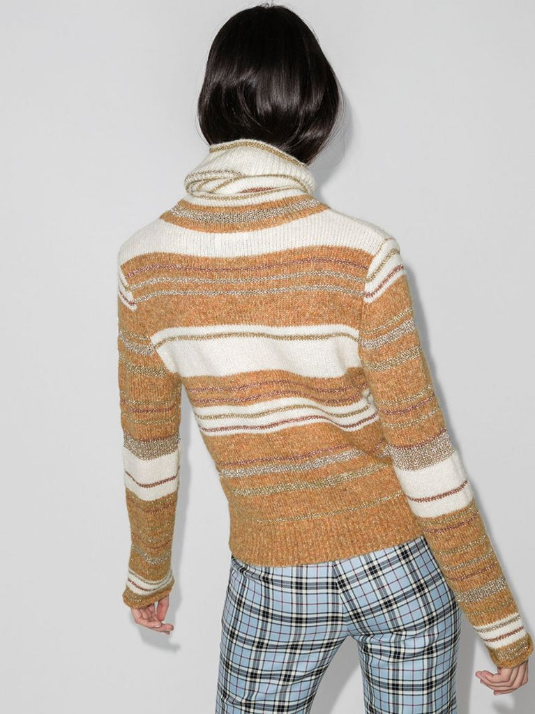Striped Roll Neck Wool Sweater