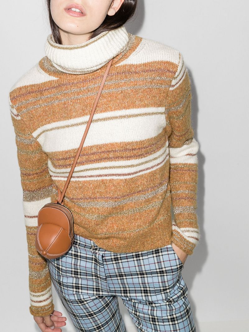 Striped Roll Neck Wool Sweater