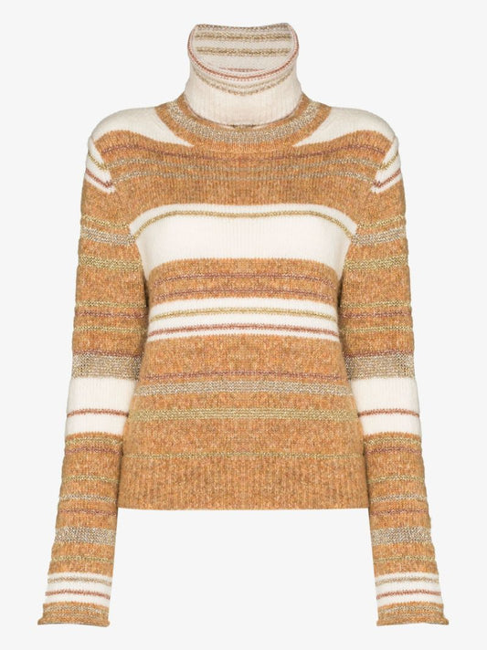 Striped Roll Neck Wool Sweater