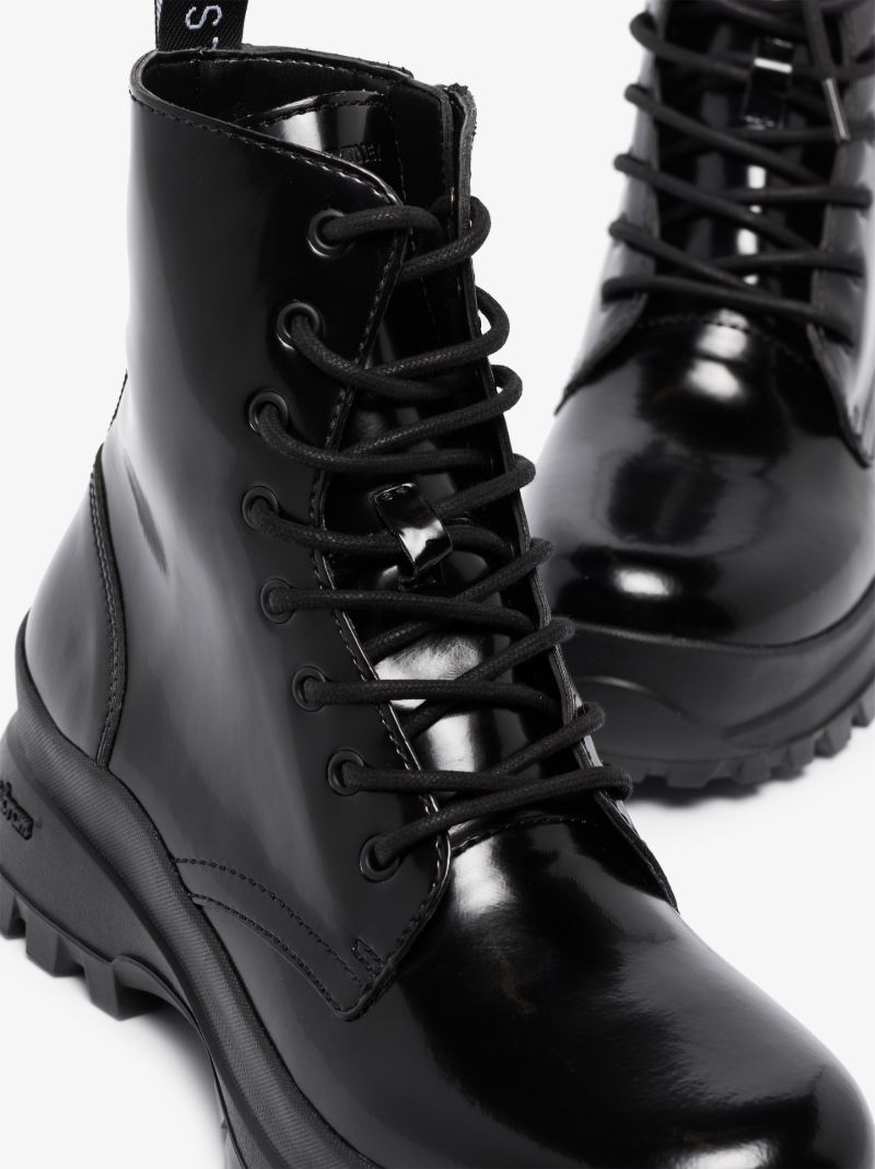 Black Trace Lace-up Ankle Boots