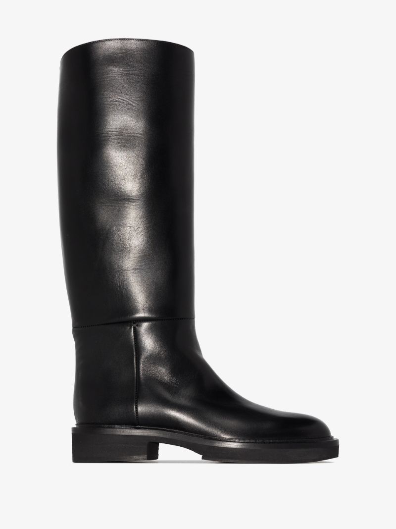 Black the Derby Knee-high Leather Boots