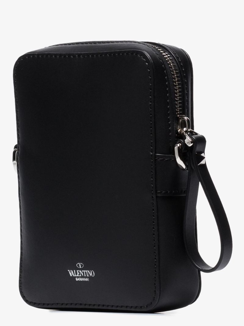 Black Vltn Leather Cross Body Bag