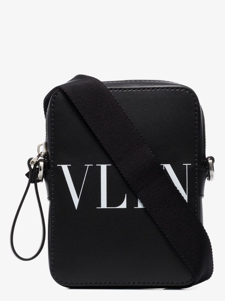 Black Vltn Leather Cross Body Bag