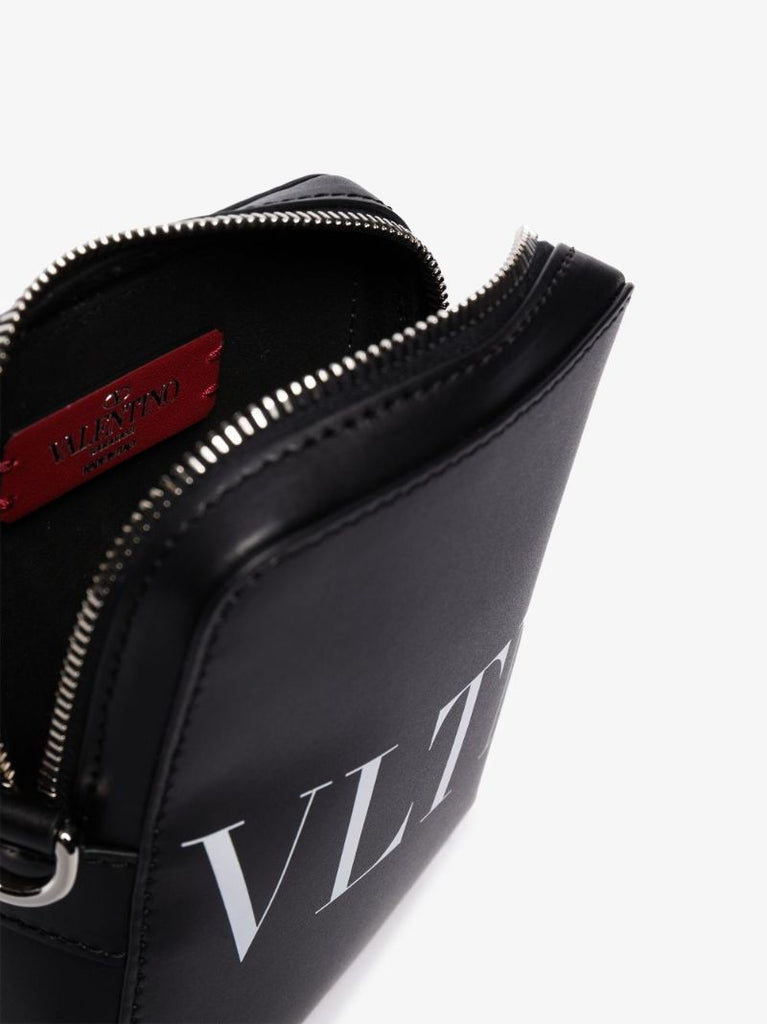 Black Vltn Leather Cross Body Bag