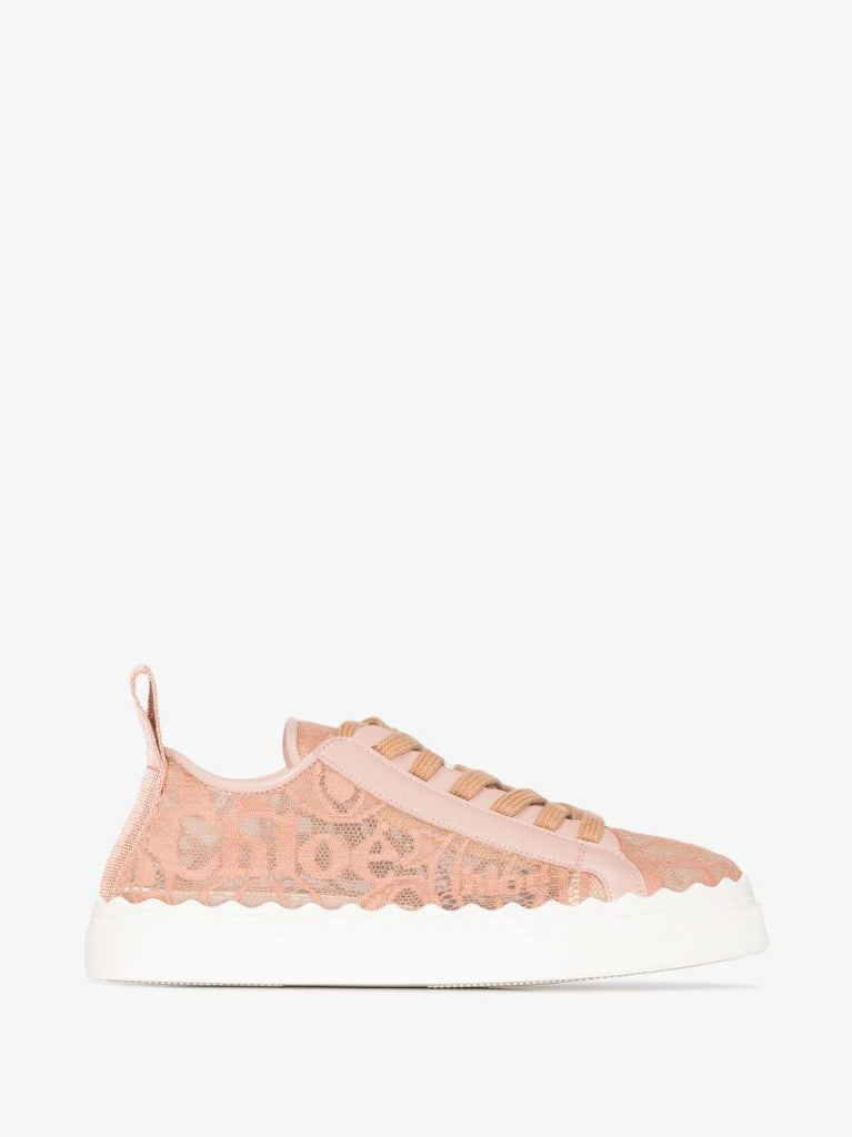 Pink Lauren Low Top Lace Sneakers