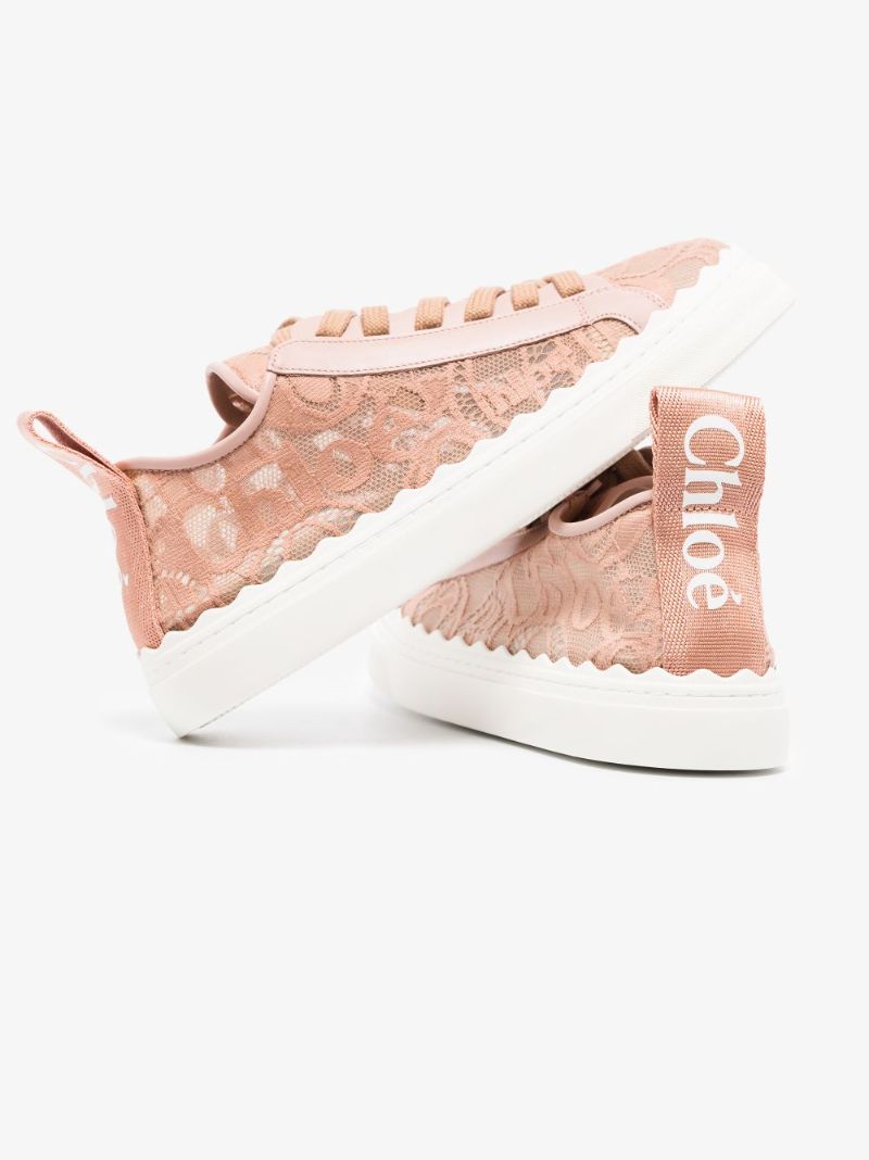 Pink Lauren Low Top Lace Sneakers
