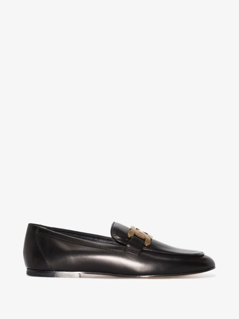 Black Khaite Chain Leather Loafers