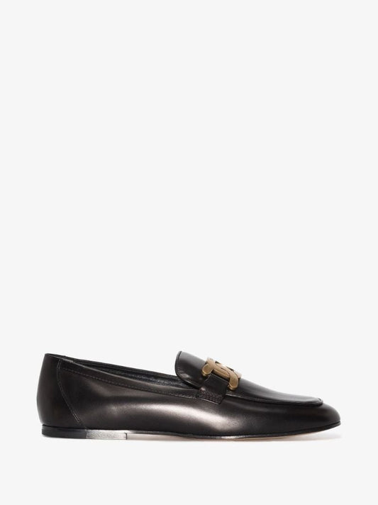 Black Khaite Chain Leather Loafers