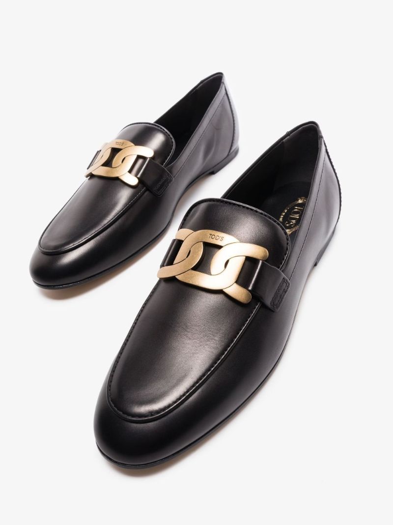 Black Khaite Chain Leather Loafers