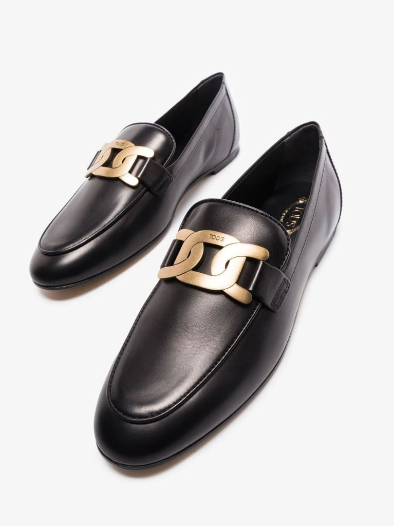 Black Khaite Chain Leather Loafers