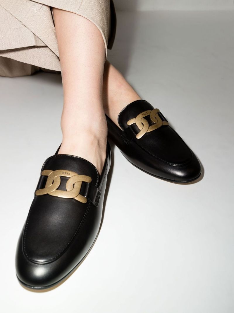 Black Khaite Chain Leather Loafers
