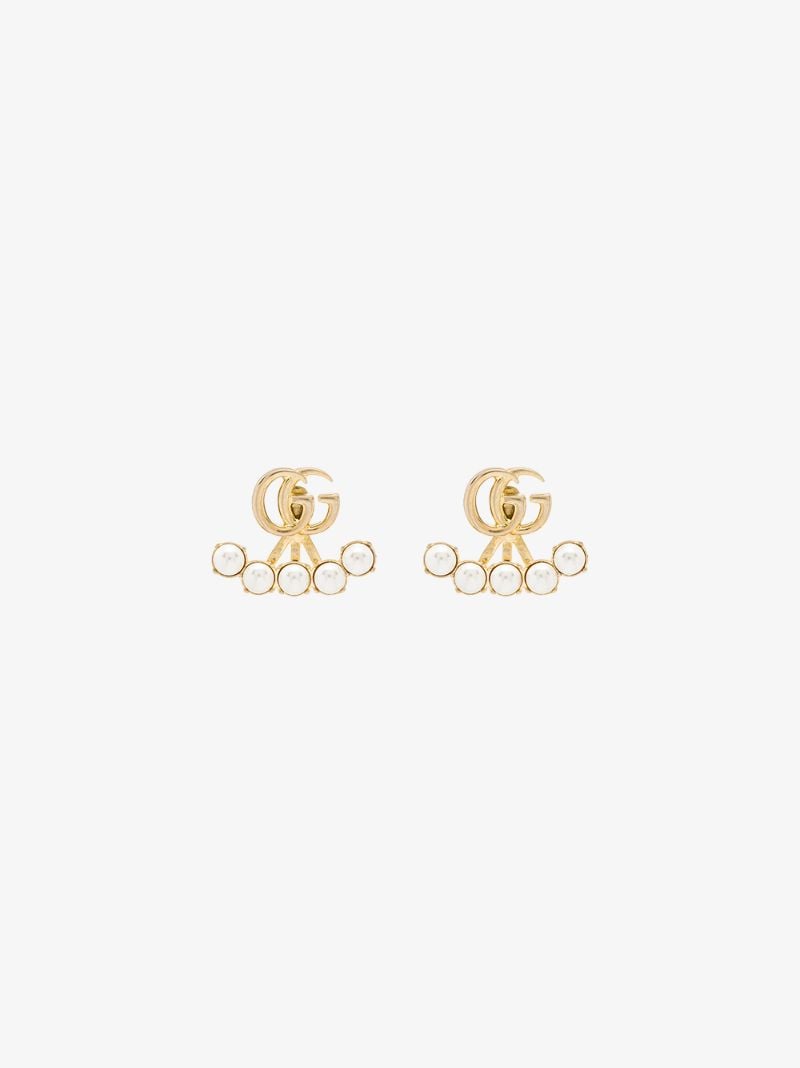 Gold Tone Gg Pearl Earrings