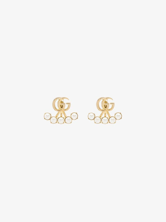 Gold Tone Gg Pearl Earrings