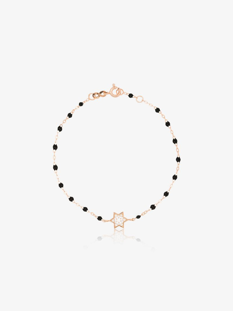 18k Rose Gold 17 Cm Diamond Star Beaded Bracelet