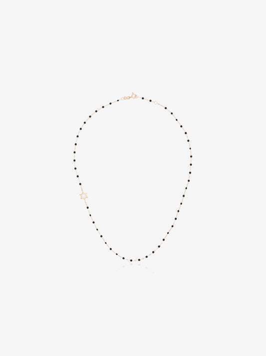 18k Rose Gold 42 Cm Diamond Star Beaded Necklace