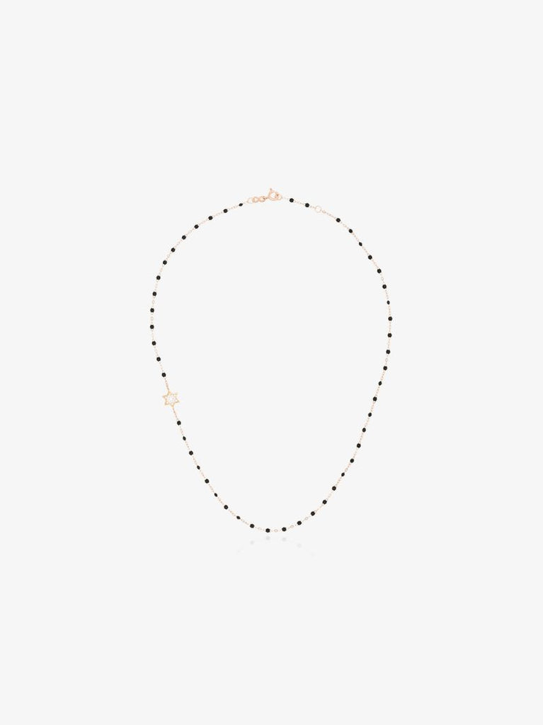 18k Rose Gold 42 Cm Diamond Star Beaded Necklace