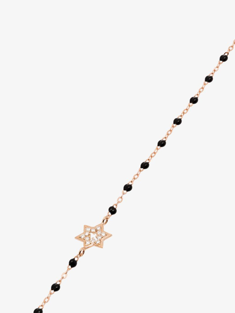 18k Rose Gold 42 Cm Diamond Star Beaded Necklace