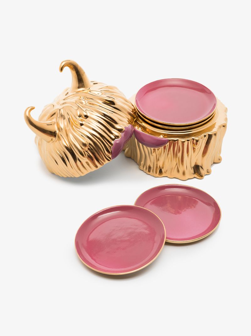 X Haas Brothers 24k Yellow Gold Lynda Box and Plate Set