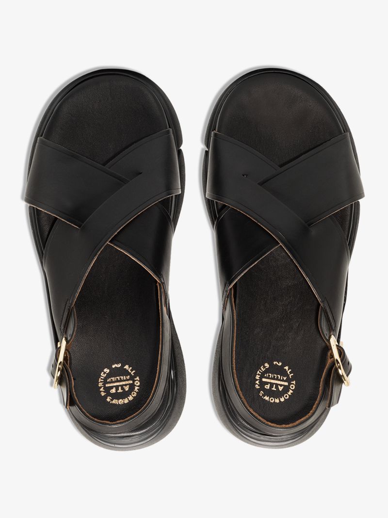 Black Barisci Flatform Leather Sandals