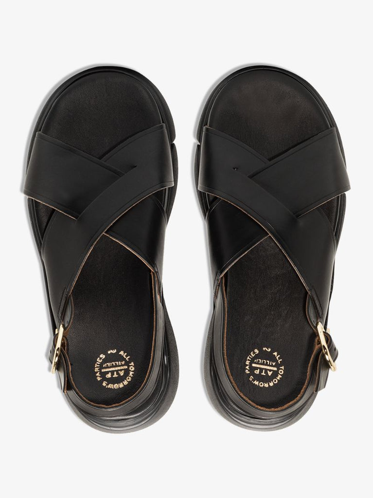 Black Barisci Flatform Leather Sandals