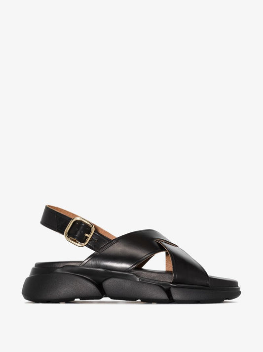 Black Barisci Flatform Leather Sandals