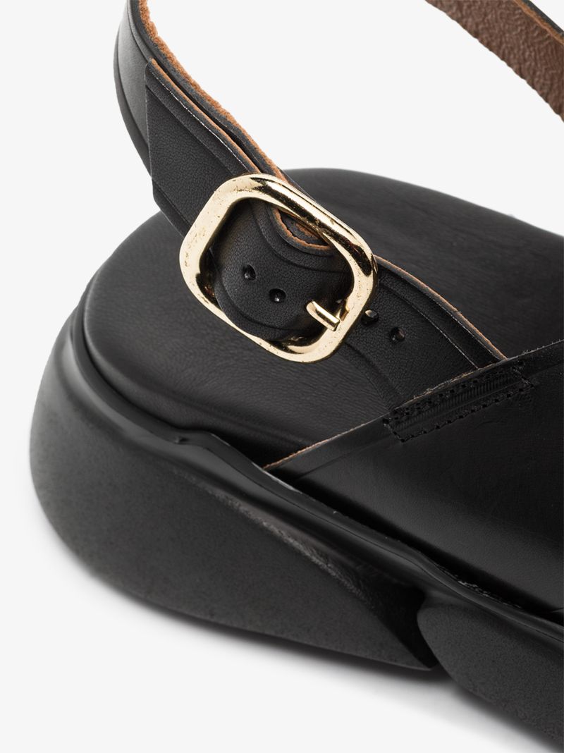 Black Barisci Flatform Leather Sandals