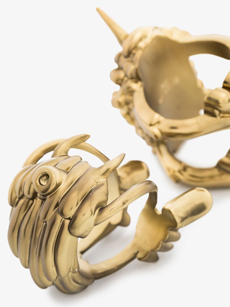 X Haas Brothers Gold Tone Monster Ball Napkin Ring Set