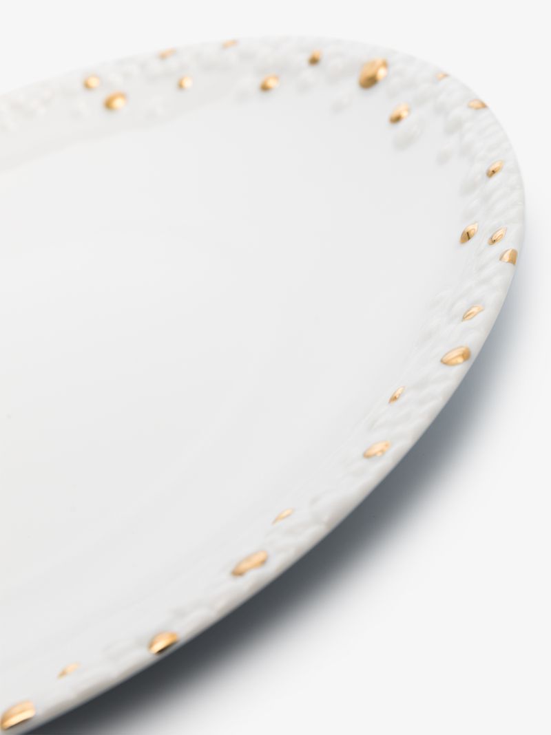 X Haas Brothers White Mojave Porcelain Dinner Plate