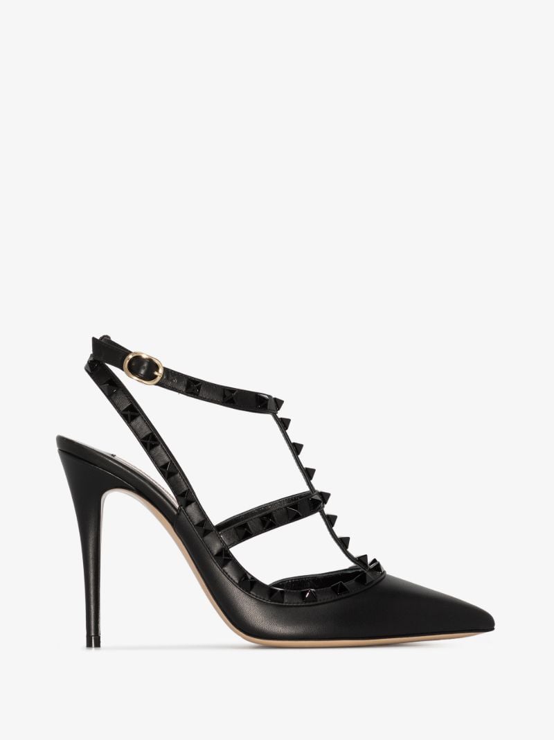 Black Rockstud 100 Leather Pumps