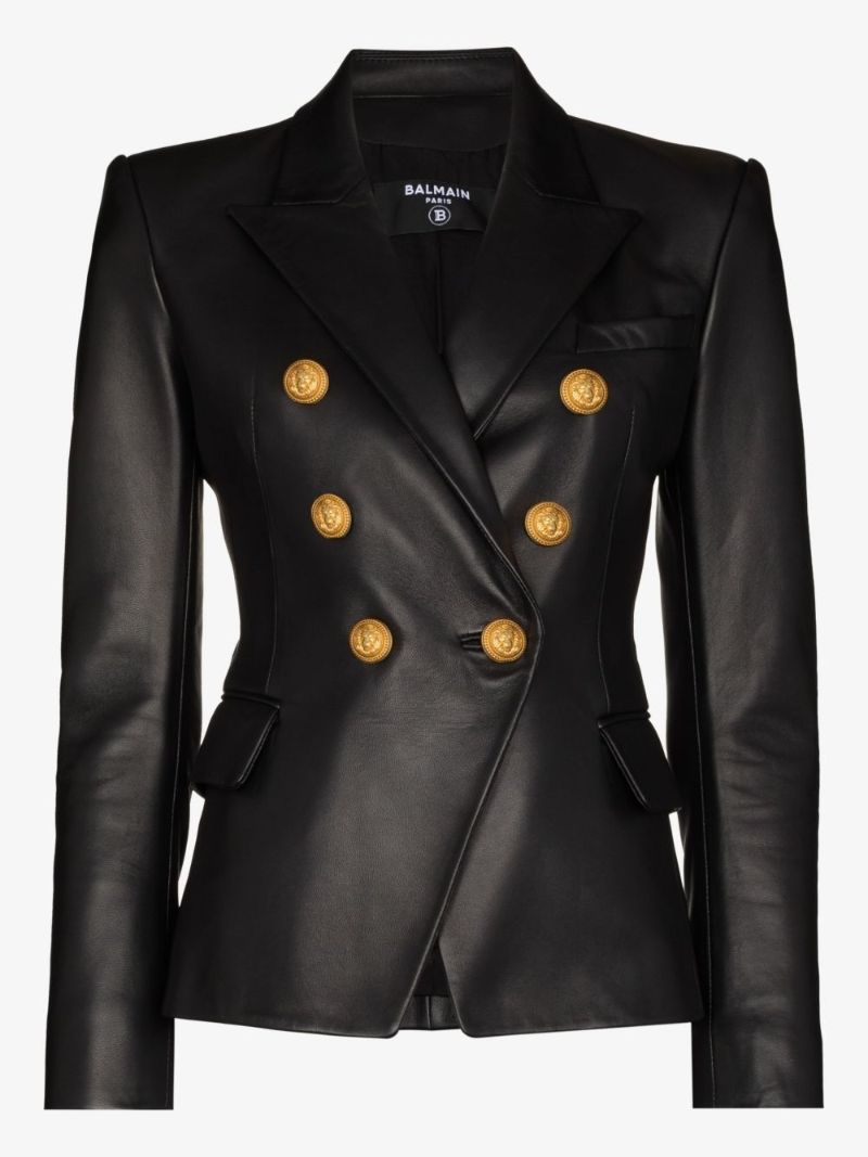 Double-breasted Leather Blazer