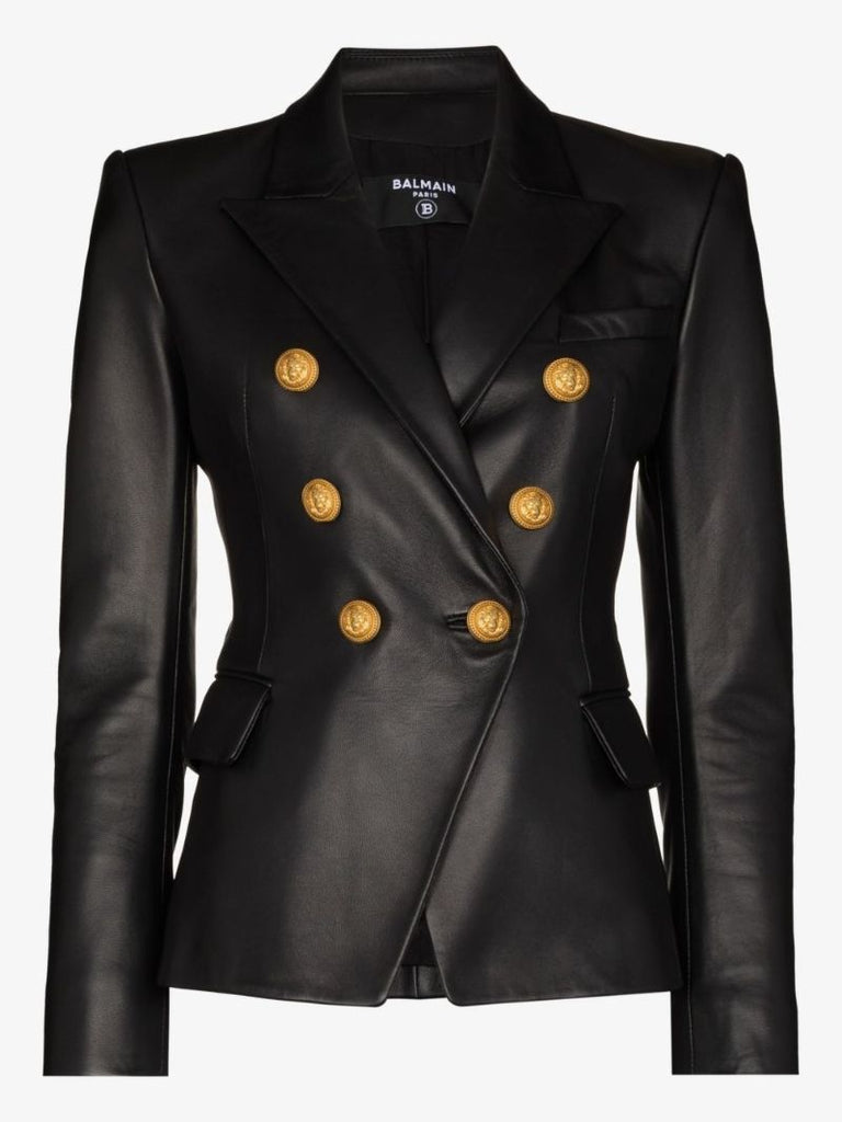 Double-breasted Leather Blazer