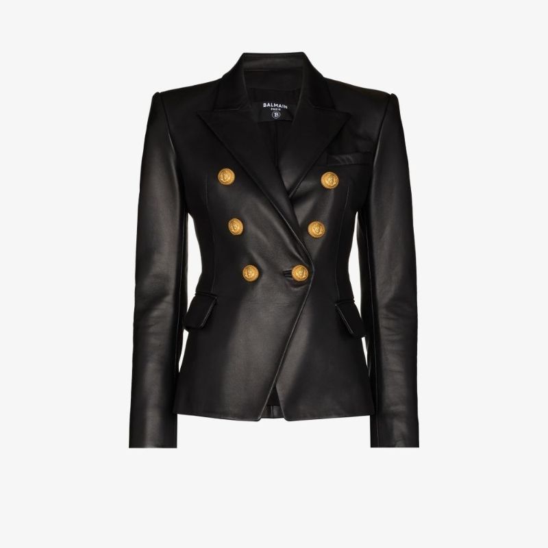 Double-breasted Leather Blazer