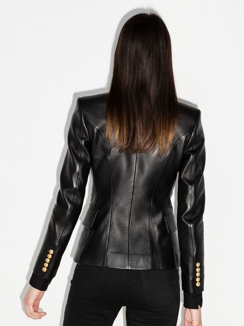 Double-breasted Leather Blazer
