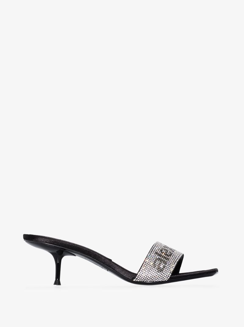 Black Jessie 55 Crystal Logo Sandals