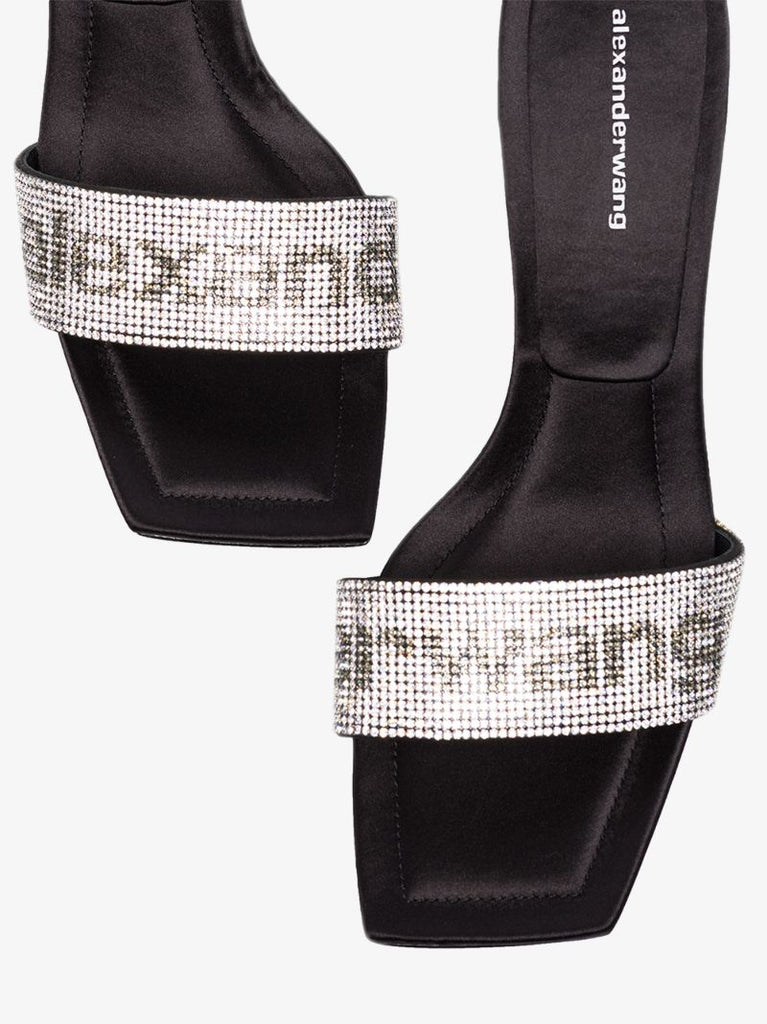 Black Jessie 55 Crystal Logo Sandals