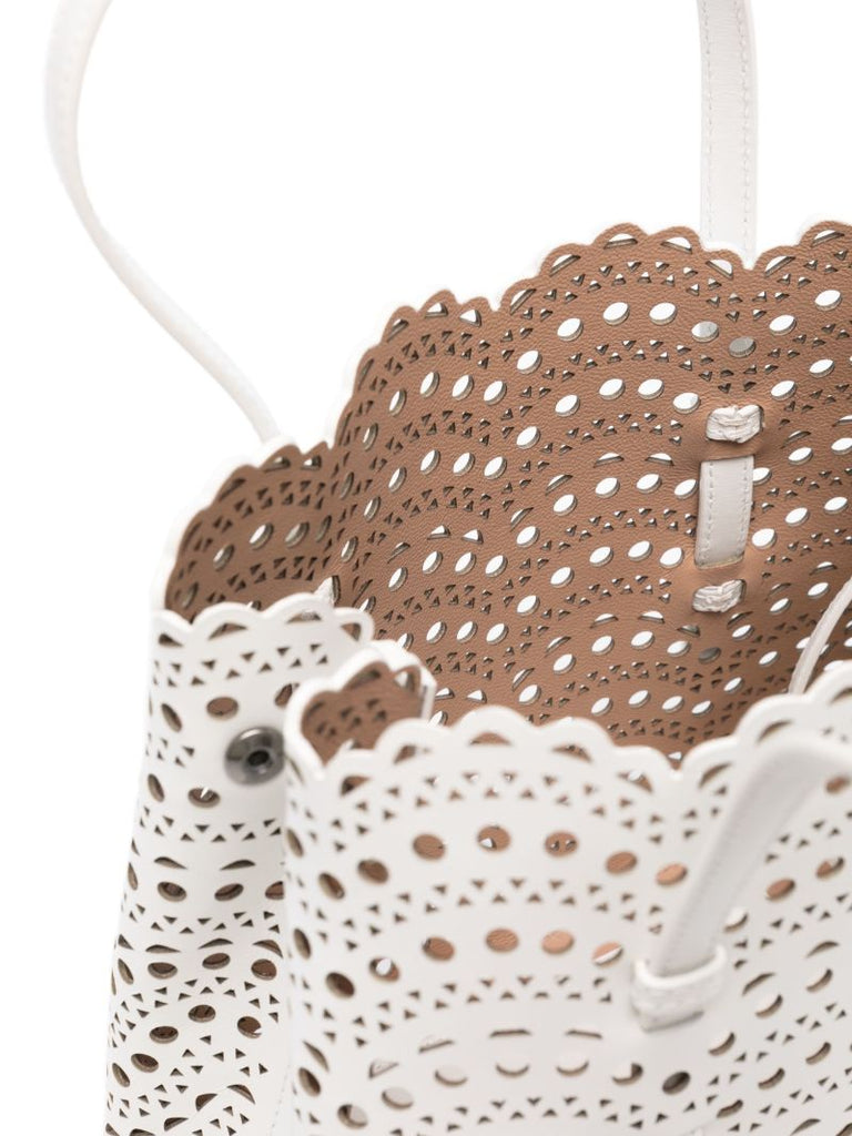 White Mina 25 Leather Tote Bag