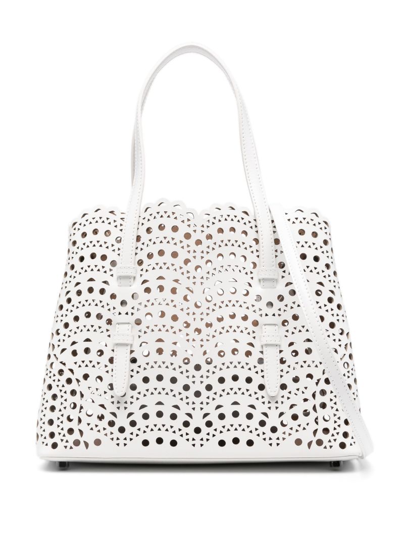 White Mina 25 Leather Tote Bag